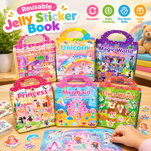 Reusable jelly sticker book - sticker,